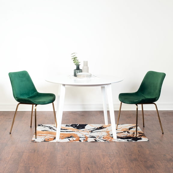 Round MDF Table - Golden Plated Metal Legs - Compact Dining Corners - Durable 3-Piece Dining Set