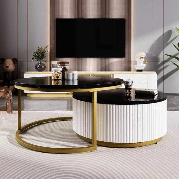 Round MDF Top Nesting Table Set / Add Modern Touch to Your Space