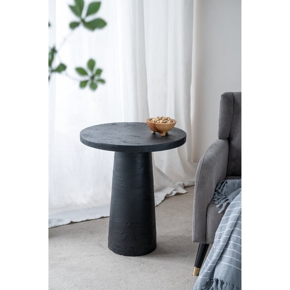 Round Magnesium Side Table | Thrives in Bedroom, Entryway, or Living Area | Skillfully Crafted | Suits Different Styles
