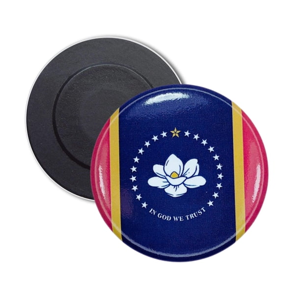Round Magnet - State Flag Mississippi - USA | Refrigerator Locker Decor, Travel Souvenir Gift, Collectible Keepsake, Home Office Display