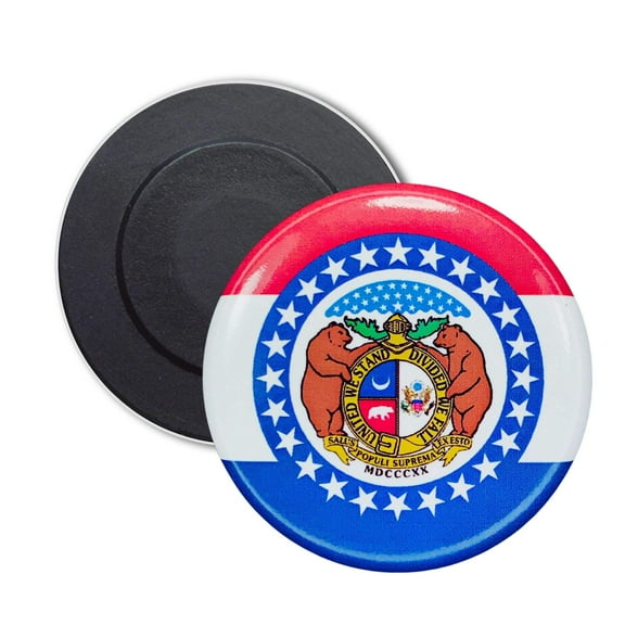 Round Magnet - State Flag Missouri - USA | Refrigerator Locker Decor, Travel Souvenir Gift, Collectible Keepsake, Home Office Display