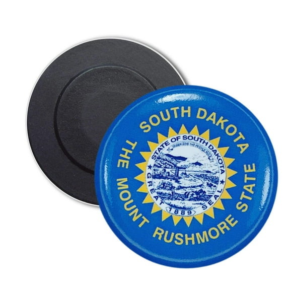 Round Magnet - State Flag South Dakota - USA | Refrigerator Locker Decor, Travel Souvenir Gift, Collectible Keepsake, Home Office Display
