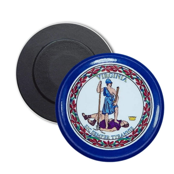 Round Magnet - State Flag Virginia - USA | Refrigerator Locker Decor, Travel Souvenir Gift, Collectible Keepsake, Home Office Display