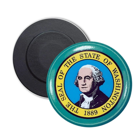 Round Magnet - State Flag Washington - USA | Refrigerator Locker Decor, Travel Souvenir Gift, Collectible Keepsake, Home Office Display