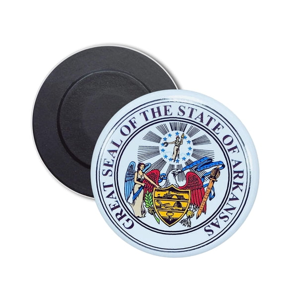 Round Magnet - State Seal Arkansas - USA | Refrigerator Locker Decor, Travel Souvenir Gift, Collectible Keepsake, Home Office Display