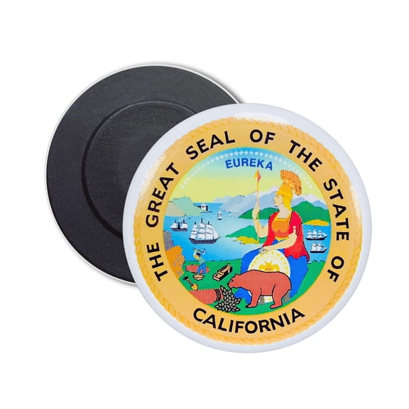 Round Magnet - State Seal California - USA | Refrigerator  Locker Decor, Travel Souvenir Gift, Collectible Keepsake, Home  Office Display