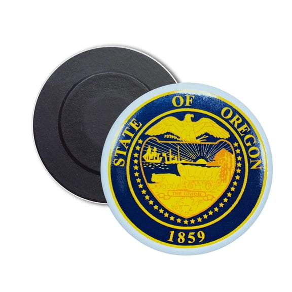 Round Magnet - State Seal Oregon - USA | Refrigerator  Locker Decor, Travel Souvenir Gift, Collectible Keepsake, Home  Office Display