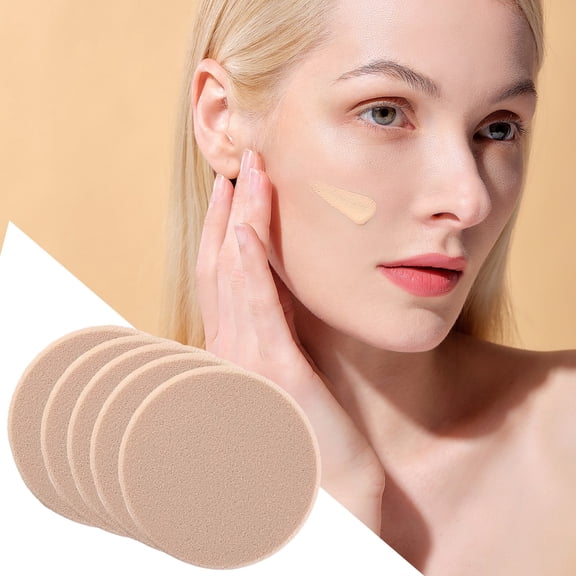 Round Makeup Sponges Set of 5, Beauty Face Primer Compact Powder Puff, Soft Velour Blender Sponge Replacement for Foundation Application, Cosmetic Tool for Sensitiv 5PCS*1 Makeup Organizers