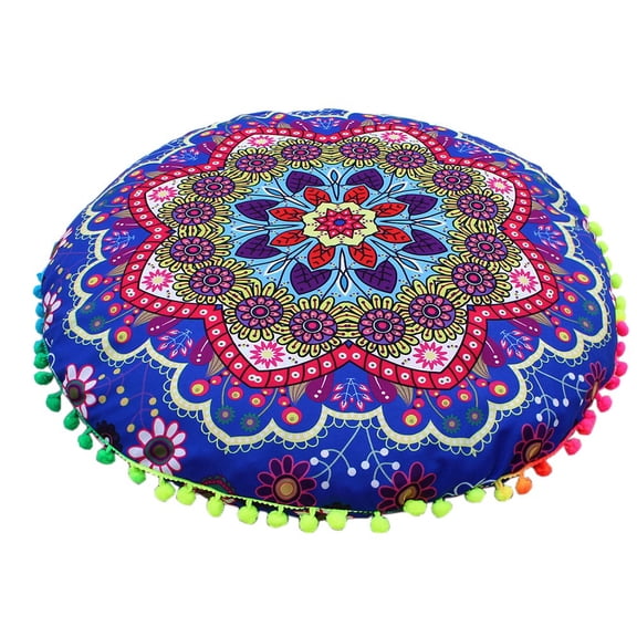 Round Mandala Floor Pillow Cushion Cover Seating Throw Cover Hippie Decorative Bohemian Ottoman Poufs Pillow Cover Cases Boho Cotton Living Yoga Home Décor Room