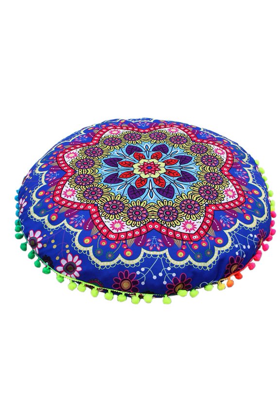 Round Mandala Floor Pillow Cushion Cover Seating Throw Cover Hippie Decorative Bohemian Ottoman Poufs Pillow Cover Cases Boho Cotton Living Yoga Home Décor Room