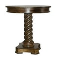 thumbnail image 1 of Round Mango Wood Table with Twisted Pedestal Base and Molded Top, Dark Brown - Saltoro Sherpi, 1 of 6