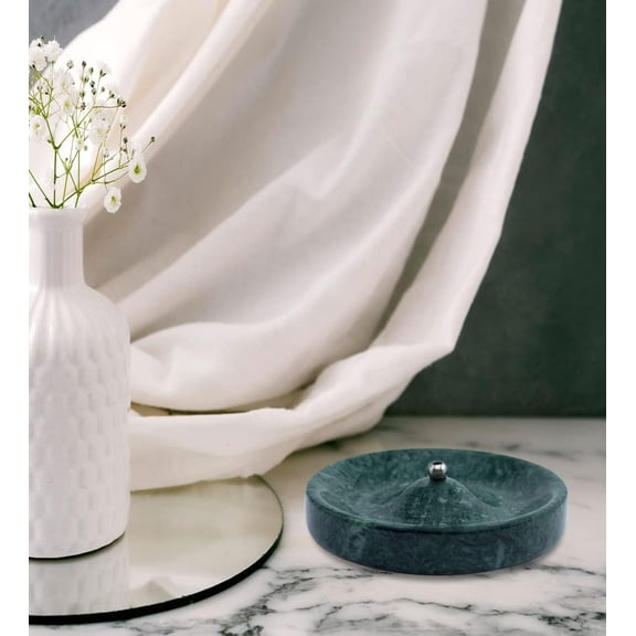 Round Marble Incense Holder Burner (Emerald - Green)