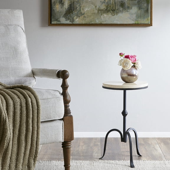 Round Marble - Three Metal Legs - Living Room Furnishing - Assembled Accent Table