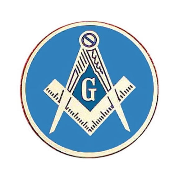 Round Masonic Car Emblem Compass & Square over Blue - Masonic Car Emblem Disc