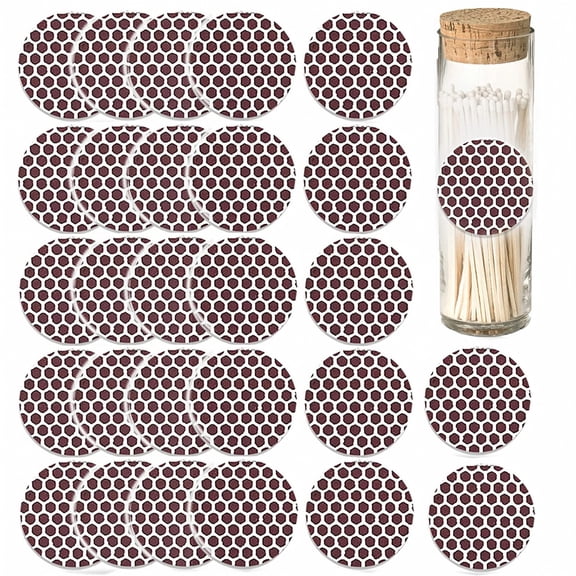 Round Match Striker Paper Stickers, Self-Adhesive Match Lighting Sticker, 28 Pcs Match Strike On Bottle Sticker for Glass Jar Container, Diameter 1.06in