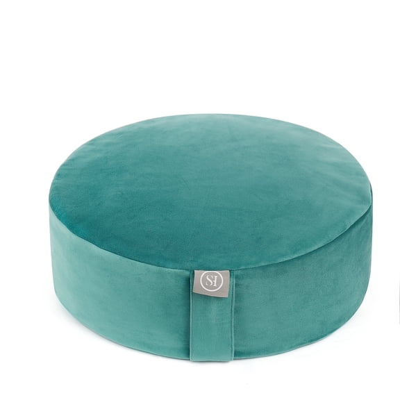 Round Meditation Cushion (16"x16"x5") | Large Floor Support Pillow for Yoga, Women & Men | Removable Cover | Filled with 100% Buckwheat | Teal