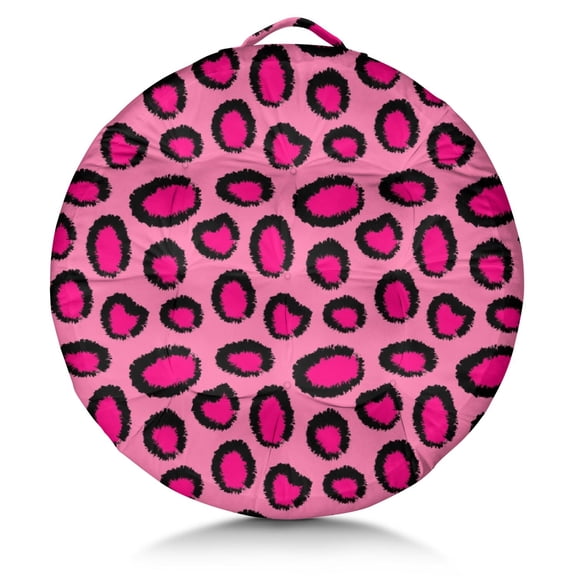 Round Meditation Cushion, 22" Dutch Velvet Floor Pillow with PP Cotton Filling for Yoga, Zen, Reading, and Floor Seating, Animal Leopard Print