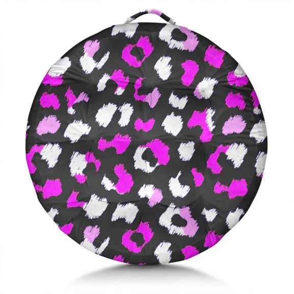 Round Meditation Cushion, 22" Dutch Velvet Floor Pillow with PP Cotton Filling for Yoga, Zen, Reading, and Floor Seating, Animal Leopard Print