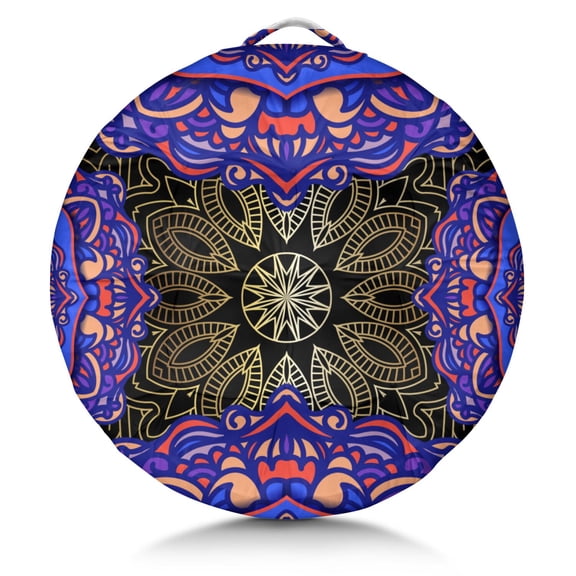 Round Meditation Cushion, 22" Dutch Velvet Floor Pillow with PP Cotton Filling for Yoga, Zen, Reading, and Floor Seating, Boho Print