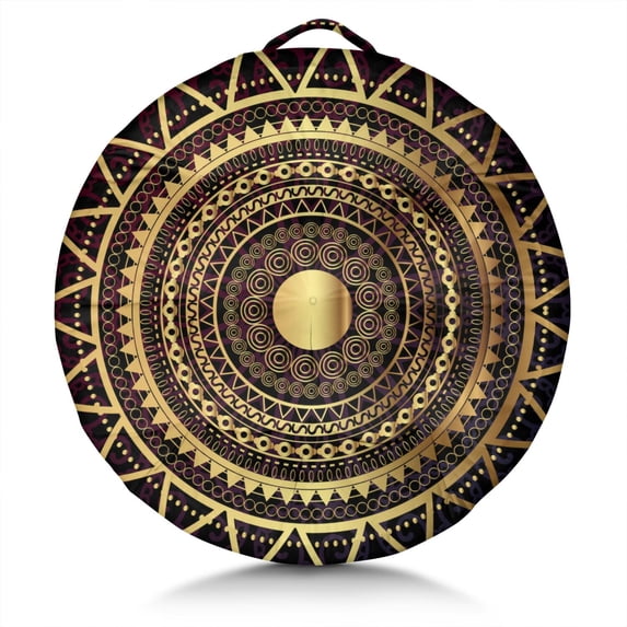 Round Meditation Cushion, 22" Dutch Velvet Floor Pillow with PP Cotton Filling for Yoga, Zen, Reading, and Floor Seating, Boho Print
