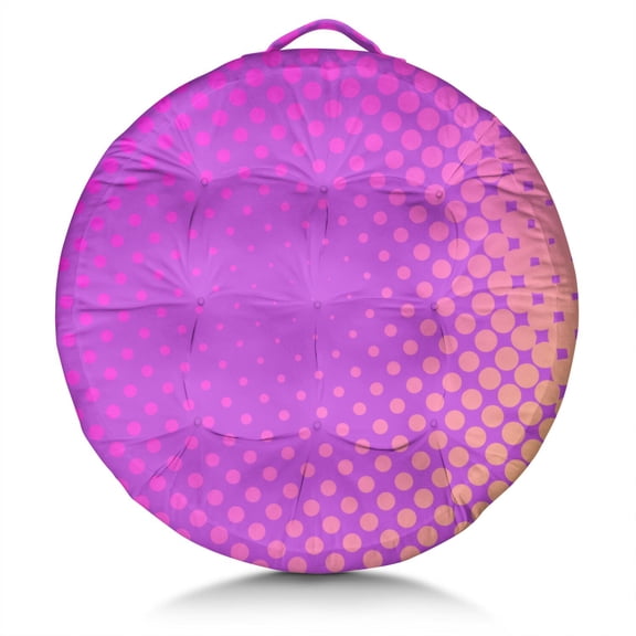Round Meditation Cushion, 22" Dutch Velvet Floor Pillow with PP Cotton Filling for Yoga, Zen, Reading, and Floor Seating, Colorful Bricks & Pop