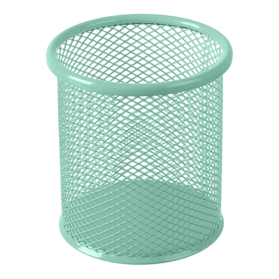 Round Mesh Metal Pen Cup, Wire Mesh Desktop Pen Holder, Office Stationery Storage Organizer, Sturdy Metal Mesh Pencil Container, Compact Desk Makeup Brush Storage Pot, Tabletop Supply Caddy