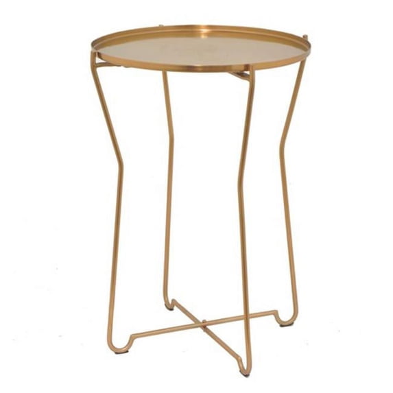 Round Metal Accent Table, Gold & Bronze - 23.2 x 15.5 x 15.5 in.