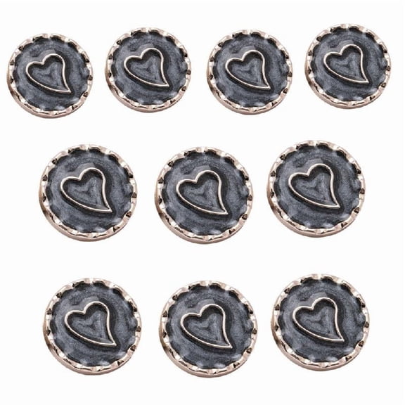 Round Metal Button with Hole Heart Button For Coat Shirt Cardigans Sewing