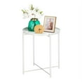 thumbnail image 1 of Round Metal Countertop And Cross Base Wrought Iron Living Room Side Table Pearl White, 1 of 15
