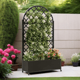 thumbnail image 1 of Round Metal Flower Box with Trellis, Raised Planter with 4 Wheels, Trellis and Privacy Screen for Climbers, Vegetables, Vines, Perfect for Patio., 1 of 8