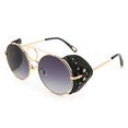 thumbnail image 1 of Round Metal Frame Sunglasses With Rivet Detailing And PC Lenses For Unisex Everyday Wear, 1 of 4