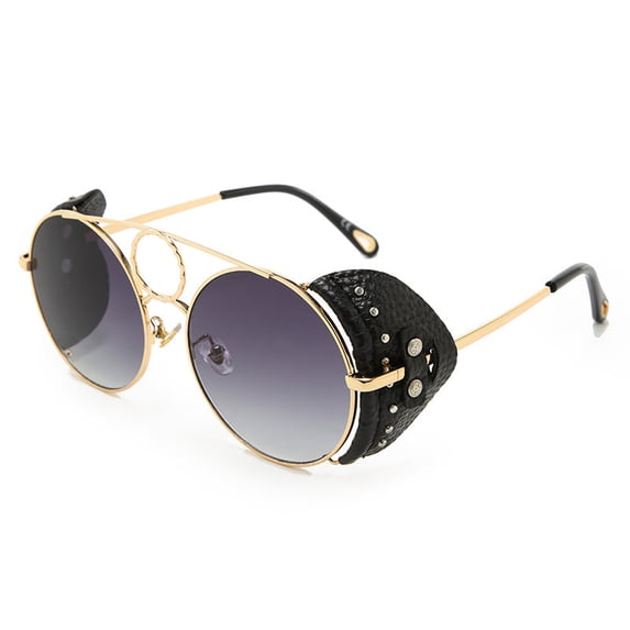 Round Metal Frame Sunglasses With Rivet Detailing And PC Lenses For Unisex Everyday Wear