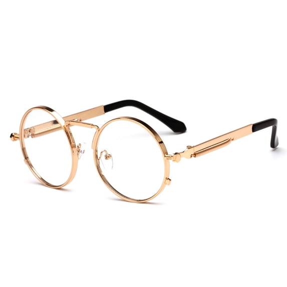 Round Metal Frame Sunglasses for Men and Women, Spring Punk Style, AC Lenses