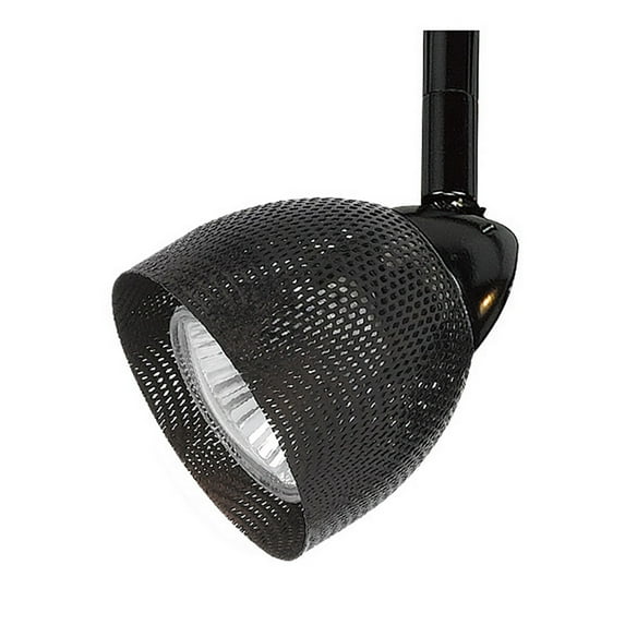 Round Metal Mesh Shade Track Light Head and Frame, Black- Saltoro Sherpi