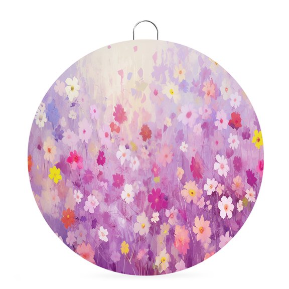 Round Metal Signs for Outside Abstract Plant Tin Signs Stainless Steel Hook Welcome Home Sign Plaque PPurple Daisy Full Spring Flowers Metal Sign for Front Door Porch Hanging Wall Decor Gifts 6 Inch