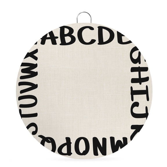Round Metal Signs for Outside Alphabet Tin Signs Stainless Steel Hook Welcome Home Sign Plaque Beige Modern Minimalist Letter Metal Sign for Front Door Porch Hanging Wall Decor Gifts 6 Inch
