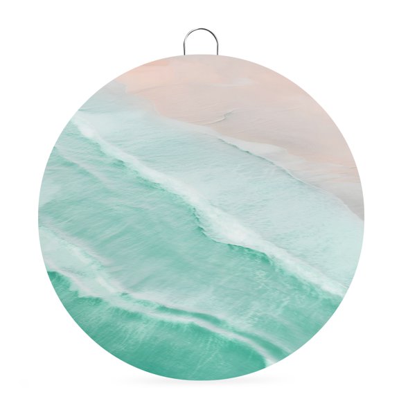 Round Metal Signs for Outside Aqua Ocean Waves Tin Signs Stainless Steel Hook Welcome Home Sign Plaque Ombre Beach Spray Metal Sign for Front Door Porch Hanging Wall Decor Gifts 6 Inch