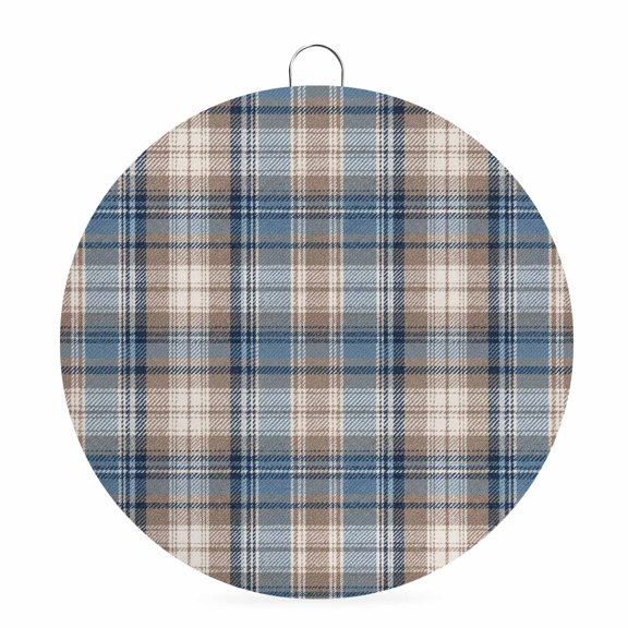 Round Metal Signs for Outside Beige Checked Plaid Tin Signs Stainless Steel Hook Welcome Home Sign Plaque Stripes Woven Grid Metal Sign for Front Door Porch Hanging Wall Decor Gifts 6 Inch