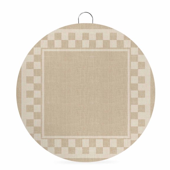 Round Metal Signs for Outside Beige Squares Tin Signs Stainless Steel Hook Welcome Home Sign Plaque Modern Block Checkered Border Metal Sign for Front Door Porch Hanging Wall Decor Gifts 6 Inch