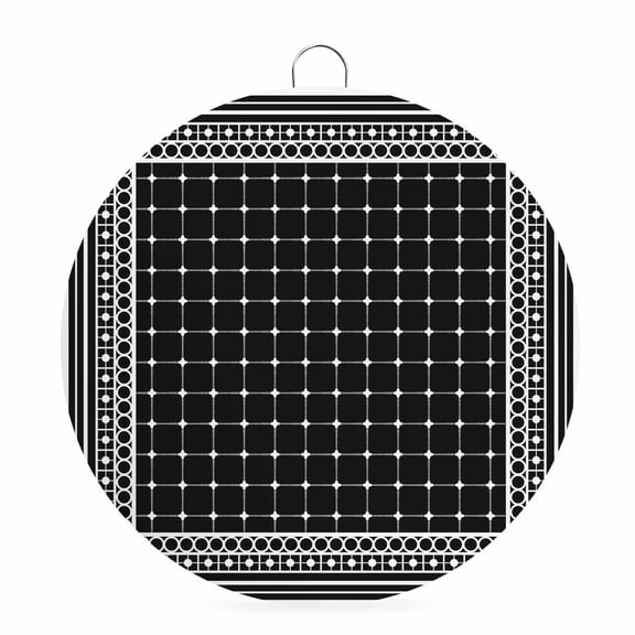 Round Metal Signs for Outside Black Dots Grids Border Tin Signs Stainless Steel Hook Welcome Home Sign Plaque Lines Frames Plaid Metal Sign for Front Door Porch Hanging Wall Decor Gifts 6 Inch