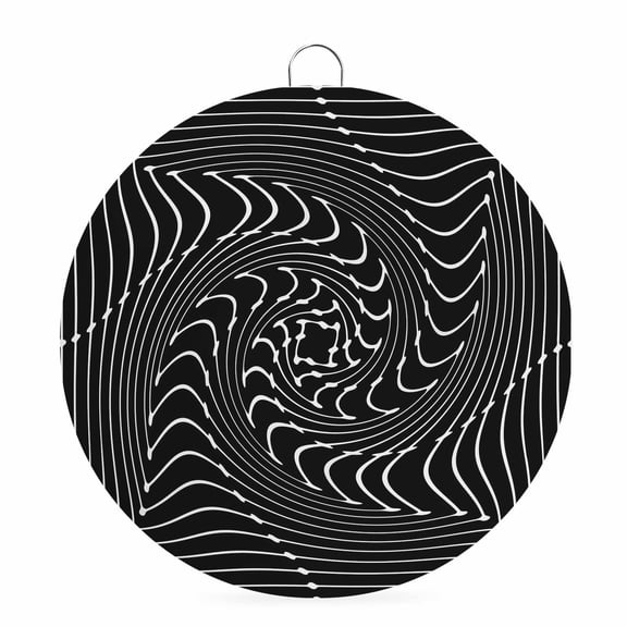 Round Metal Signs for Outside Black Inverse Vortex Tin Signs Stainless Steel Hook Welcome Home Sign Plaque Abstract Warped Waves Metal Sign for Front Door Porch Hanging Wall Decor Gifts 6 Inch