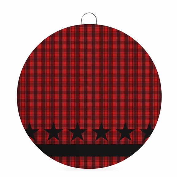 Round Metal Signs for Outside Black Stars Buffalo Plaid Tin Signs Stainless Steel Hook Welcome Home Sign Plaque Red Checkered Metal Sign for Front Door Porch Hanging Wall Decor Gifts 6 Inch
