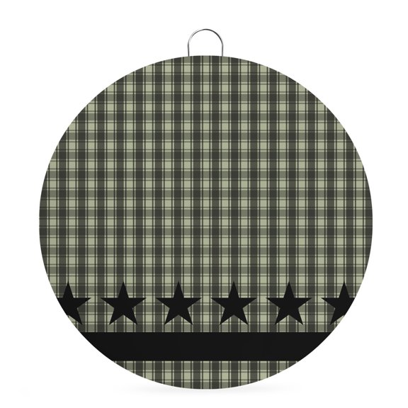 Round Metal Signs for Outside Black Stars Buffalo Plaid Tin Signs Stainless Steel Hook Welcome Home Sign Plaque Sage Green Checkered Metal Sign for Front Door Porch Hanging Wall Decor Gifts 6 Inch