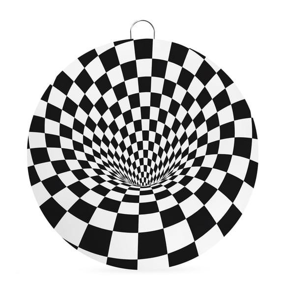 Round Metal Signs for Outside Black White Checker Tin Signs Stainless Steel Hook Welcome Home Sign Plaque 3D Abstract Mosaic Tiles Metal Sign for Front Door Porch Hanging Wall Decor Gifts 6 Inch
