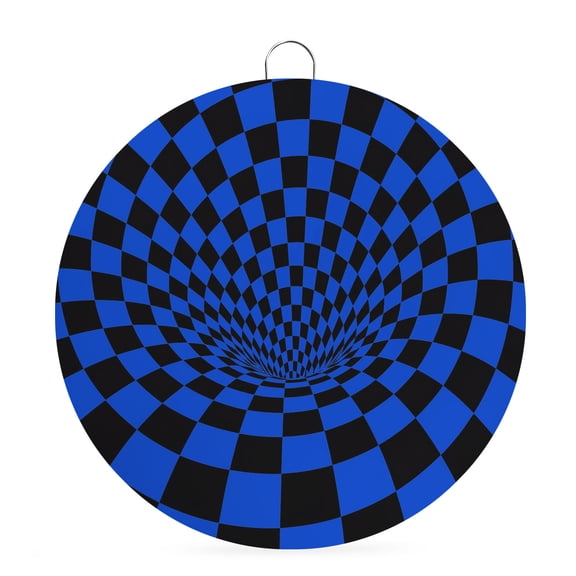 Round Metal Signs for Outside Blue Black Checker Tin Signs Stainless Steel Hook Welcome Home Sign Plaque 3D Abstract Mosaic Tiles Metal Sign for Front Door Porch Hanging Wall Decor Gifts 6 Inch