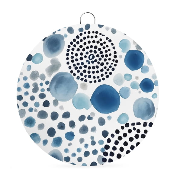 Round Metal Signs for Outside Blue Bubble Dots Tin Signs Stainless Steel Hook Welcome Home Sign Plaque Modern Abstract Art Ink Metal Sign for Front Door Porch Hanging Wall Decor Gifts 6 Inch