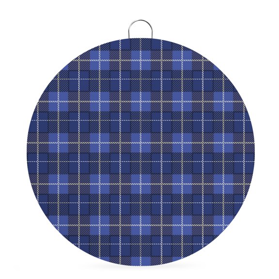 Round Metal Signs for Outside Blue Check Plaid Tin Signs Stainless Steel Hook Welcome Home Sign Plaque Geometric Pattern Metal Sign for Front Door Porch Hanging Wall Decor Gifts 6 Inch