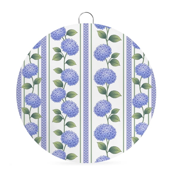 Round Metal Signs for Outside Blue Hydrangea Flower Tin Signs Stainless Steel Hook Welcome Home Sign Plaque Flower Vines Stripes Metal Sign for Front Door Porch Hanging Wall Decor Gifts 6 Inch