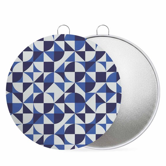 Round Metal Signs for Outside Blue Quarter Circles Tin Signs Stainless Steel Hook Welcome Home Sign Plaque Geometric Triangle Shards Metal Sign for Front Door Porch Hanging Wall Decor Gifts 6 Inch