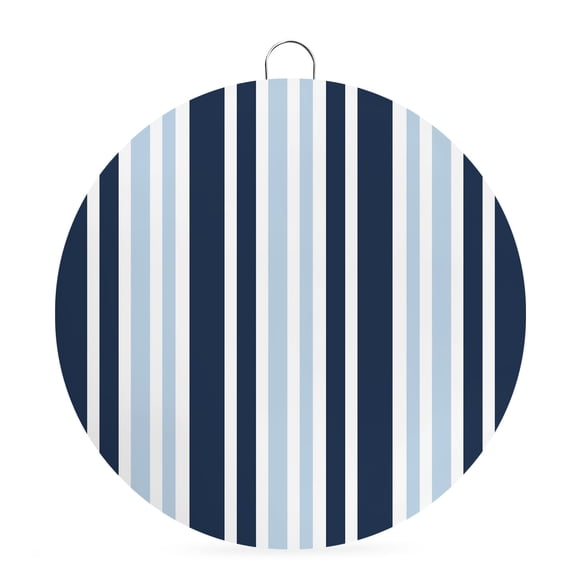 Round Metal Signs for Outside Blue Striped Tin Signs Stainless Steel Hook Welcome Home Sign Plaque Navy Blue Vertical Stripes Metal Sign for Front Door Porch Hanging Wall Decor Gifts 6 Inch